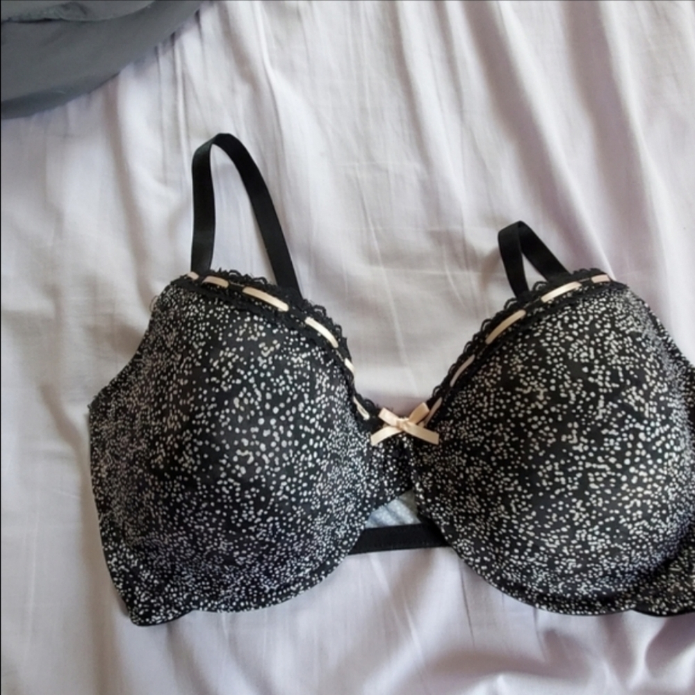 🎀44D Just Be polka dot pink ribbon bow bra